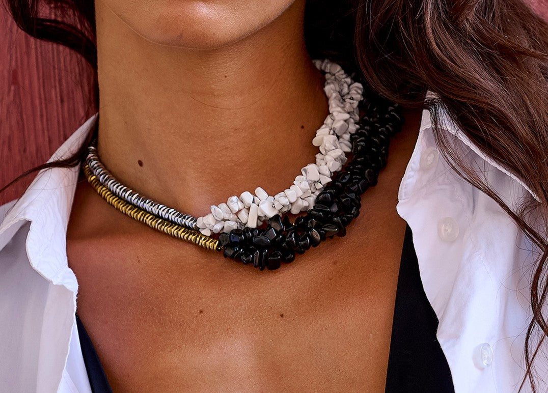 #11 Collier howlite blanc et argent