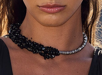 #9 Collier obsidienne noir et argent