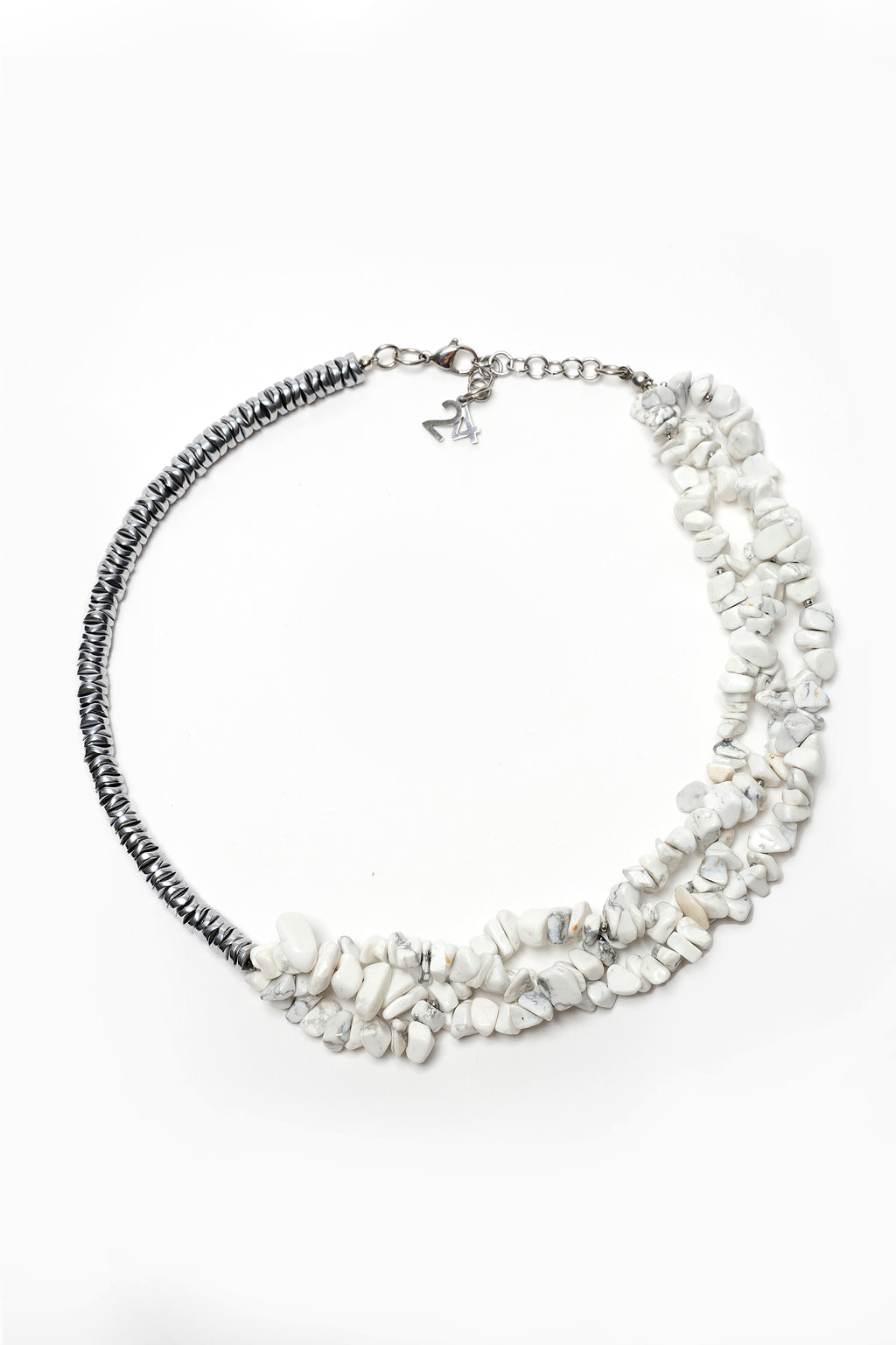 #11 Collier howlite blanc et argent
