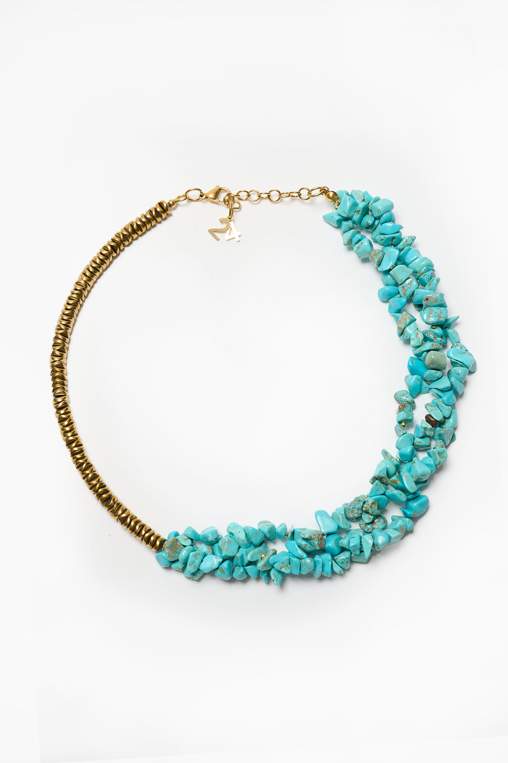 #13 Collier turquoise et doré