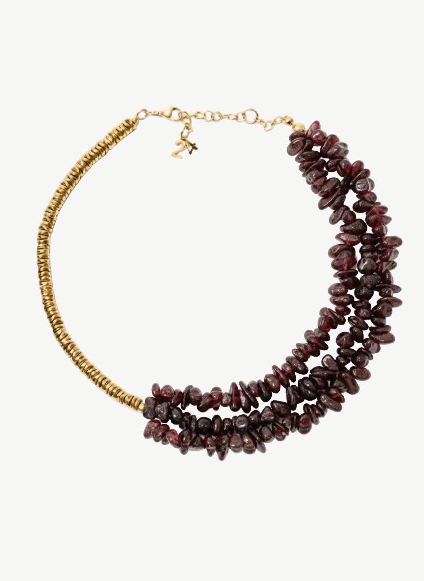 #6 Collier grenat et doré