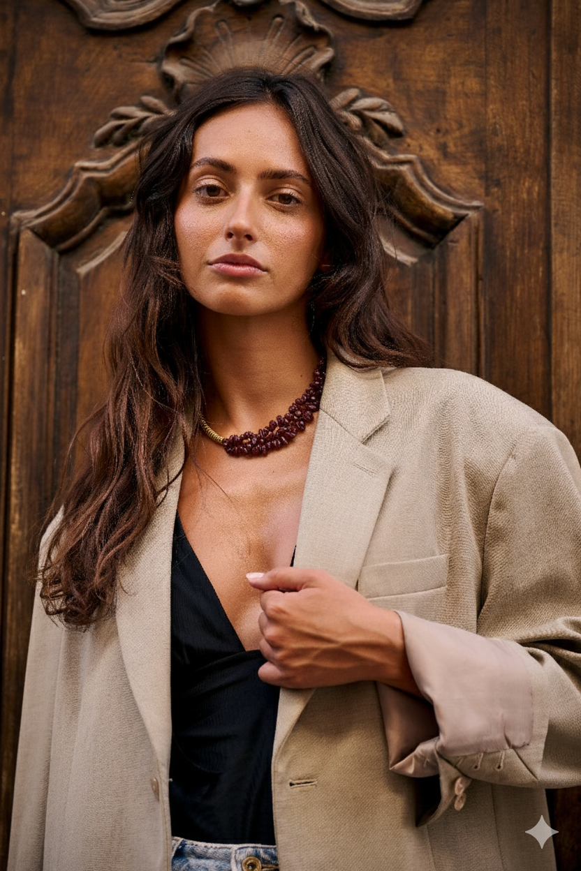 #6 Collier grenat et doré
