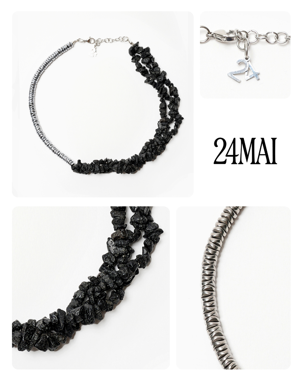 #12 Collier lave et argent