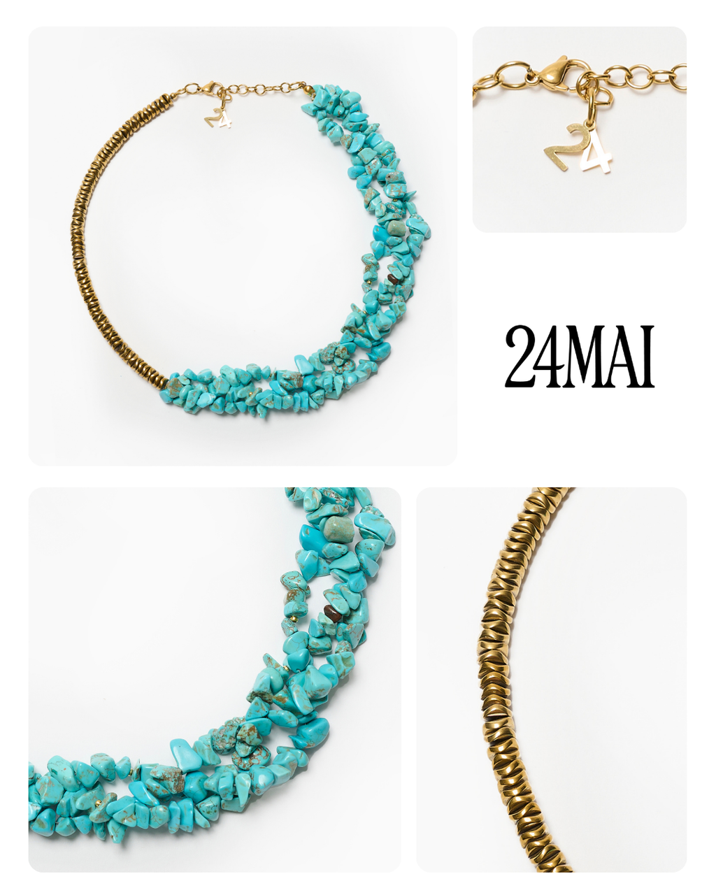 #13 Collier turquoise et doré