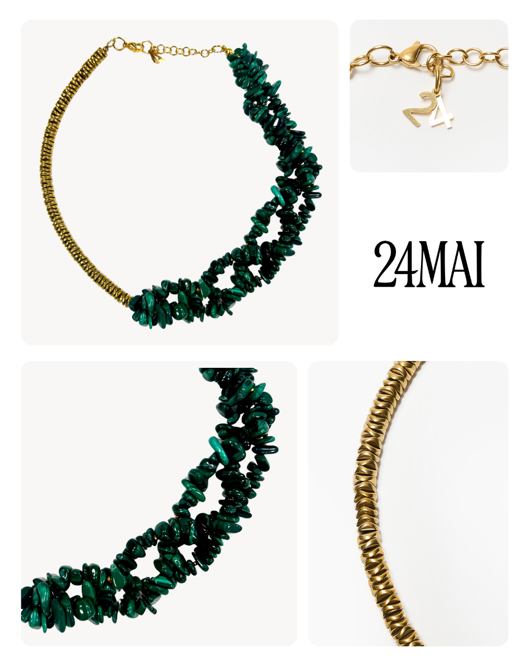 #5 Collier malachite et doré